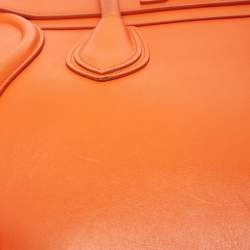 Pre Owned Celine Orange Leather Mini Luggage Tote