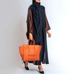 Pre Owned Celine Orange Leather Mini Luggage Tote