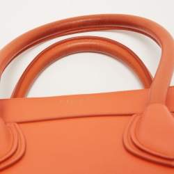 Pre Owned Celine Orange Leather Mini Luggage Tote
