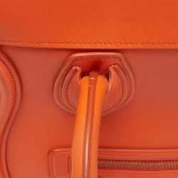 Pre Owned Celine Orange Leather Mini Luggage Tote