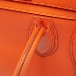 Pre Owned Celine Orange Leather Mini Luggage Tote