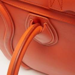 Pre Owned Celine Orange Leather Mini Luggage Tote