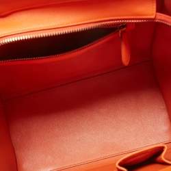 Pre Owned Celine Orange Leather Mini Luggage Tote