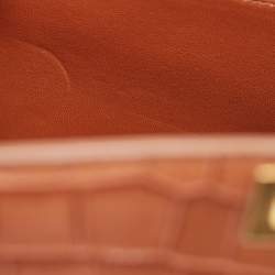 مملوكة مسبقًا Celine Brown Glossy Crocodile Medium Classic Box Shoulder Bag