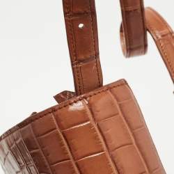 مملوكة مسبقًا Celine Brown Glossy Crocodile Medium Classic Box Shoulder Bag