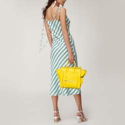 Pre Owned Celine Yellow Leather Mini Luggage Tote
