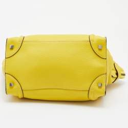 Pre Owned Celine Yellow Leather Mini Luggage Tote