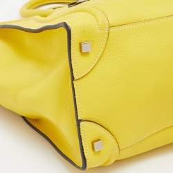 Pre Owned Celine Yellow Leather Mini Luggage Tote