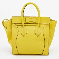 Pre Owned Celine Yellow Leather Mini Luggage Tote