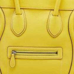 Pre Owned Celine Yellow Leather Mini Luggage Tote