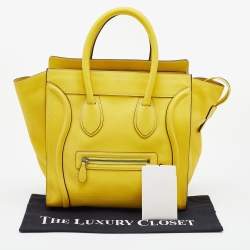 Pre Owned Celine Yellow Leather Mini Luggage Tote