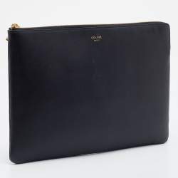 Celine Black Leather Zip Pouch