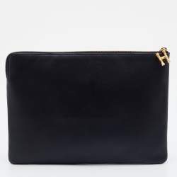 Celine Black Leather Zip Pouch