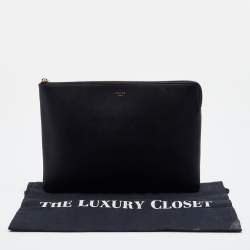 Celine Black Leather Zip Pouch
