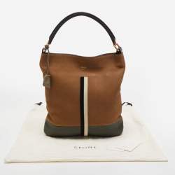 Celine Tricolor Leather and Suede Racer Stripe Hobo