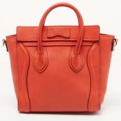 مملوكة مسبقًا حقيبة يد توتس سيلين نانو لاغيدج جلد أحمر محبب