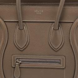 Pre Owned Celine Grey Leather Micro Luggage Tote