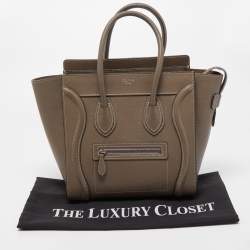 Pre Owned Celine Grey Leather Micro Luggage Tote