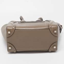 Pre Owned Celine Grey Leather Micro Luggage Tote