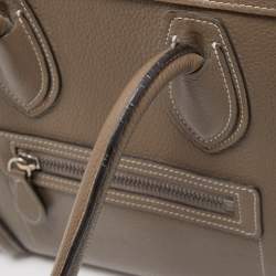 Pre Owned Celine Grey Leather Micro Luggage Tote