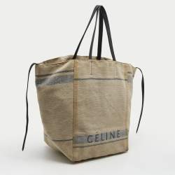 Pre Owned Celine Cream/Black Canvas and Leather Cabas Phantom Tote