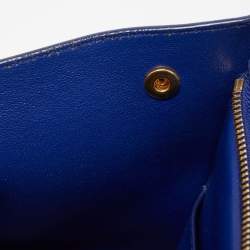 Celine Blue Leather and Suede Small Trapeze Top Handle Bag