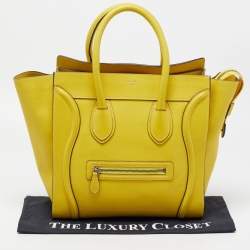 Pre Owned Celine Yellow Leather Mini Luggage Tote