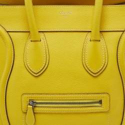 Pre Owned Celine Yellow Leather Mini Luggage Tote