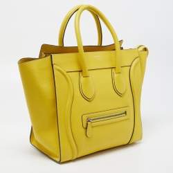 Pre Owned Celine Yellow Leather Mini Luggage Tote