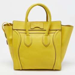 Pre Owned Celine Yellow Leather Mini Luggage Tote