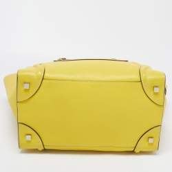 Pre Owned Celine Yellow Leather Mini Luggage Tote