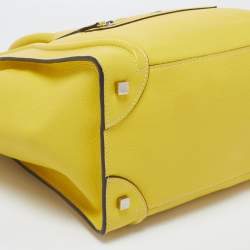 Pre Owned Celine Yellow Leather Mini Luggage Tote