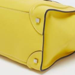 Pre Owned Celine Yellow Leather Mini Luggage Tote