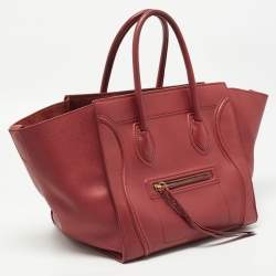 Pre Owned Celine Red Leather Medium Phantom Luggage Tote