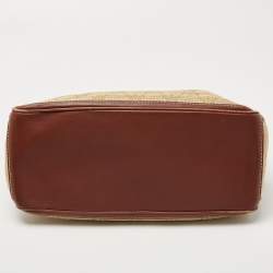 Pre Owned Celine Brown/Beige Macadam Raffia and Leather Boogie Tote