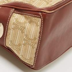 Pre Owned Celine Brown/Beige Macadam Raffia and Leather Boogie Tote