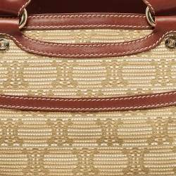 Pre Owned Celine Brown/Beige Macadam Raffia and Leather Boogie Tote