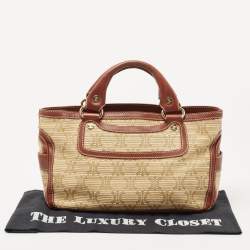 Pre Owned Celine Brown/Beige Macadam Raffia and Leather Boogie Tote