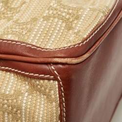 Pre Owned Celine Brown/Beige Macadam Raffia and Leather Boogie Tote