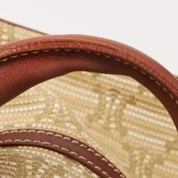 Pre Owned Celine Brown/Beige Macadam Raffia and Leather Boogie Tote