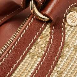 Pre Owned Celine Brown/Beige Macadam Raffia and Leather Boogie Tote