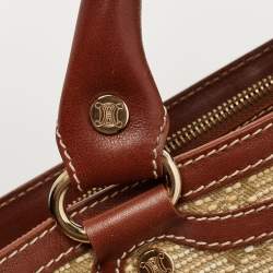 Pre Owned Celine Brown/Beige Macadam Raffia and Leather Boogie Tote