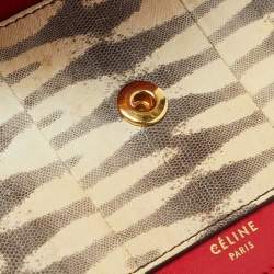 Pre Owned Celine Tricolor Lizard, Patent and Leather Pocket Envelope Wallet On Chain 