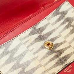Pre Owned Celine Tricolor Lizard, Patent and Leather Pocket Envelope Wallet On Chain 
