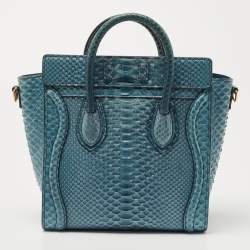 مملوكة مسبقًا Céline Blue Python Nano Luggage Tote