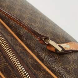 Pre Owned Celine Brown Macadam Coated Canvas and Leather Boston Bag