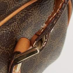 Pre Owned Celine Brown Macadam Coated Canvas and Leather Boston Bag