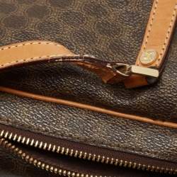 Pre Owned Celine Brown Macadam Coated Canvas and Leather Boston Bag