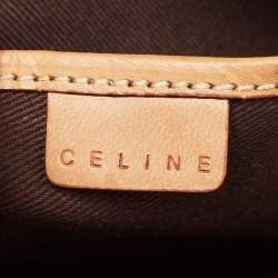 Pre Owned Celine Brown Macadam Coated Canvas and Leather Boston Bag