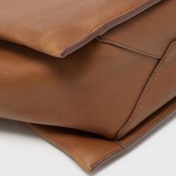 Pre Owned Celine Brown Leather Medium Tri-Fold Tote